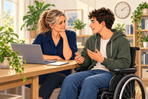 Madre con su hijo en casa